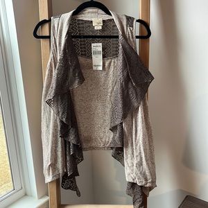 Open Front Brown Taupe Vest